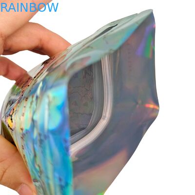 Túi Mylar Holographic Có Thể Đóng Lại Chống Mùi Đứng Lên Túi 3.5g/7g/1oz/1lb Kẹo Dẻo Túi Nhựa Với Khóa Kéo