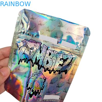 Túi Mylar Holographic Có Thể Đóng Lại Chống Mùi Đứng Lên Túi 3.5g/7g/1oz/1lb Kẹo Dẻo Túi Nhựa Với Khóa Kéo