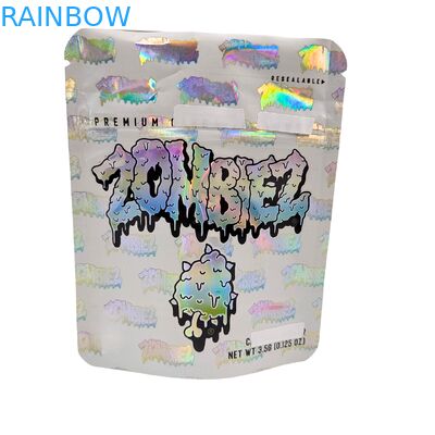 Túi Mylar Holographic Có Thể Đóng Lại Chống Mùi Đứng Lên Túi 3.5g/7g/1oz/1lb Kẹo Dẻo Túi Nhựa Với Khóa Kéo