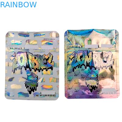 Túi Mylar Holographic Có Thể Đóng Lại Chống Mùi Đứng Lên Túi 3.5g/7g/1oz/1lb Kẹo Dẻo Túi Nhựa Với Khóa Kéo