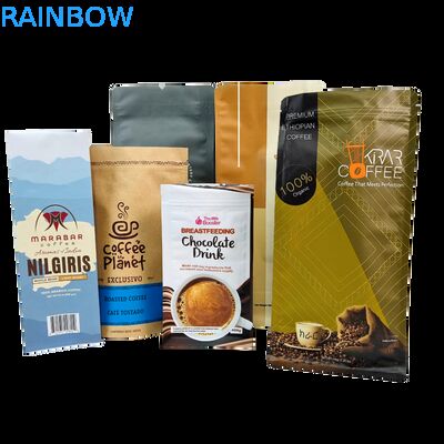 Túi cà phê hạt có khóa kéo đứng tùy chỉnh với van