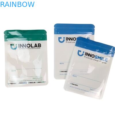 Túi khóa kéo logo tùy chỉnh cho khay niềng răng với hàn nhiệt và túi nhựa Mylar trong suốt một mặt
