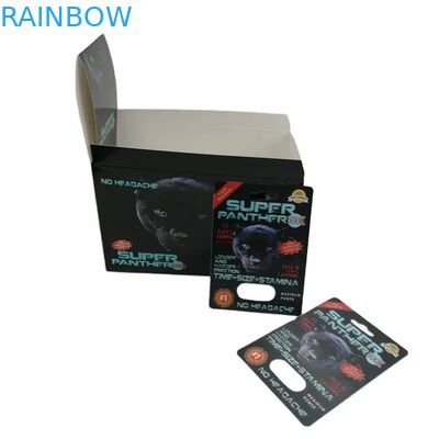 Đồ bán buôn Custom Rhino 100k 150k 200k Capsule Enhancement Pills Medicine 3d Packaging Card with Paper Display Box
