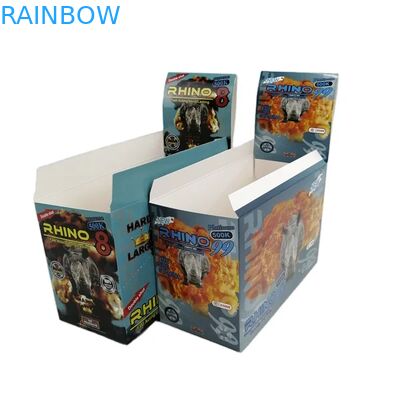Đồ bán buôn Custom Rhino 100k 150k 200k Capsule Enhancement Pills Medicine 3d Packaging Card with Paper Display Box