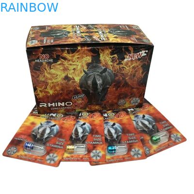 Đồ bán buôn Custom Rhino 100k 150k 200k Capsule Enhancement Pills Medicine 3d Packaging Card with Paper Display Box