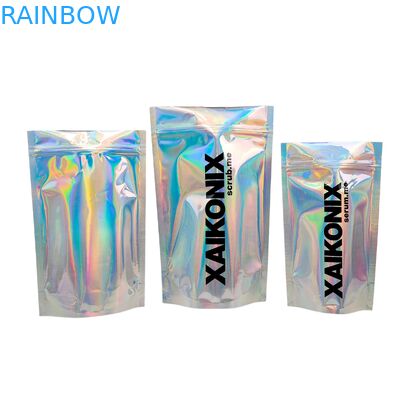 Customized Hologram Mylar Bags Resealable Smell Proof Holographic Plastic Zipper Bags