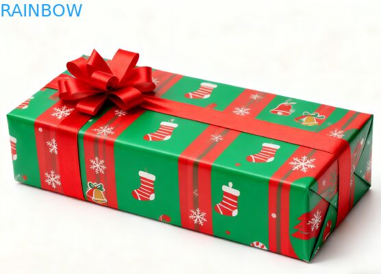 Hộp quà hình chữ nhật Kraft có thể tái chế, phân hủy sinh học, nắp gập, ruy băng, phủ UV, mờ, tùy chỉnh, hộp quà sinh nhật Giáng sinh