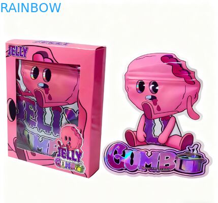 Holographic Box And Bag 3.5 Mylar Packaging Set Re-sealable 3.5g Edible Mylar Die Cut Bags With Display Cereal Boxes (Tổ và túi ba chiều)