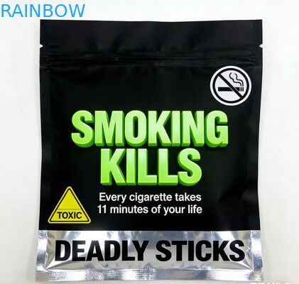 Túi thuốc lá điếu có thể đóng lại 3 mặt niêm phong 25g 30g 40g 50g 100g, bao đựng thuốc lá cuốn với khóa kéo