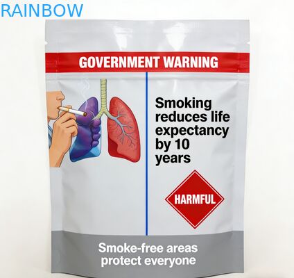 Túi thuốc lá điếu có thể đóng lại 3 mặt niêm phong 25g 30g 40g 50g 100g, bao đựng thuốc lá cuốn với khóa kéo