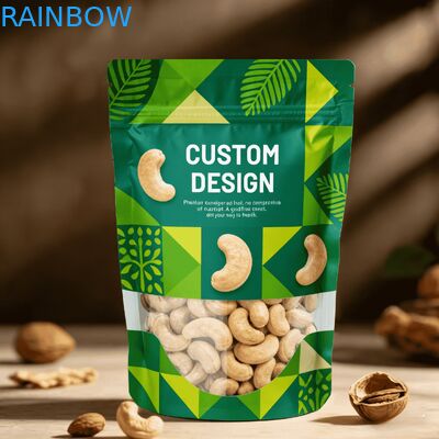 Túi đựng thực phẩm bằng nhựa tái chế in kỹ thuật số tùy chỉnh chất lượng cao với túi đứng có hàn nhiệt