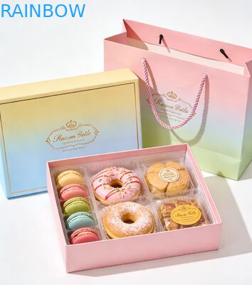 Ống ăn cao cấp cơ sở gấp và nắp hộp cho bánh sushi macaron món tráng miệng bánh mỳ hộp quà đặt với túi giấy