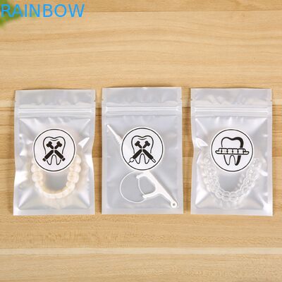 Custom Flat Zip Lock Mylar Bags Một mặt Transparent Zipper Retainers cho răng giả Clear Aligner Packaging Bag
