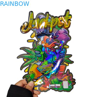 Thùng Mylar chống mùi Holographic tùy chỉnh chống trẻ em với khóa lại cho bao bì đồ ăn nhẹ