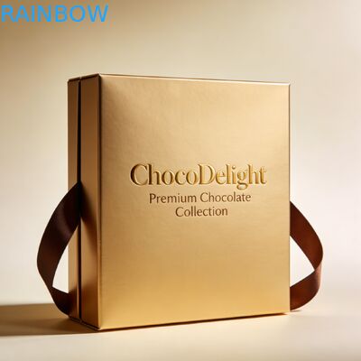 Nhập giấy vàng ấn bản tùy chỉnh hộp quà cưới với cửa sổ rõ ràng cho kẹo và sô cô la