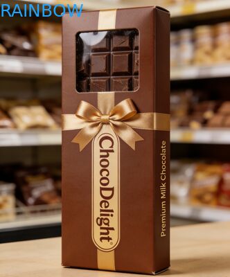 Nhập giấy vàng ấn bản tùy chỉnh hộp quà cưới với cửa sổ rõ ràng cho kẹo và sô cô la