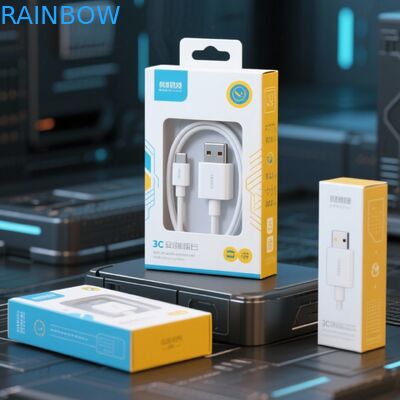 Số lượng tùy chỉnh 350g độ dày hộp giấy với kết thúc in nóng cho bao bì cáp USB