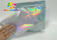 Laser Mylar túi giấy với mặt rõ ràng cho sơn móng tay lấp lánh bột đóng gói mỹ phẩm túi hologram lá bao bì