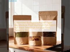 Túi giấy Kraft phân hủy sinh học tùy chỉnh Lớp nhôm chống ẩm Ziplock hạt đồ ăn nhẹ trái cây khô Tháo bao bì thực phẩm