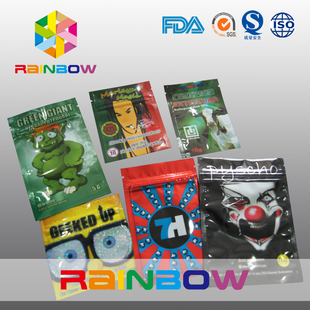 Bao bì thảo dược ba mặt đóng gói / túi dây kéo Potpourri gia vị