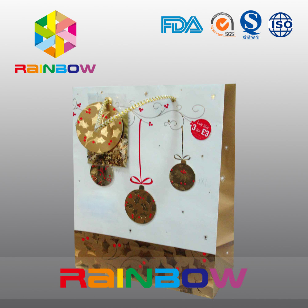 Túi giấy in đáy phẳng tùy chỉnh sang trọng có dây rút để làm quà tặng