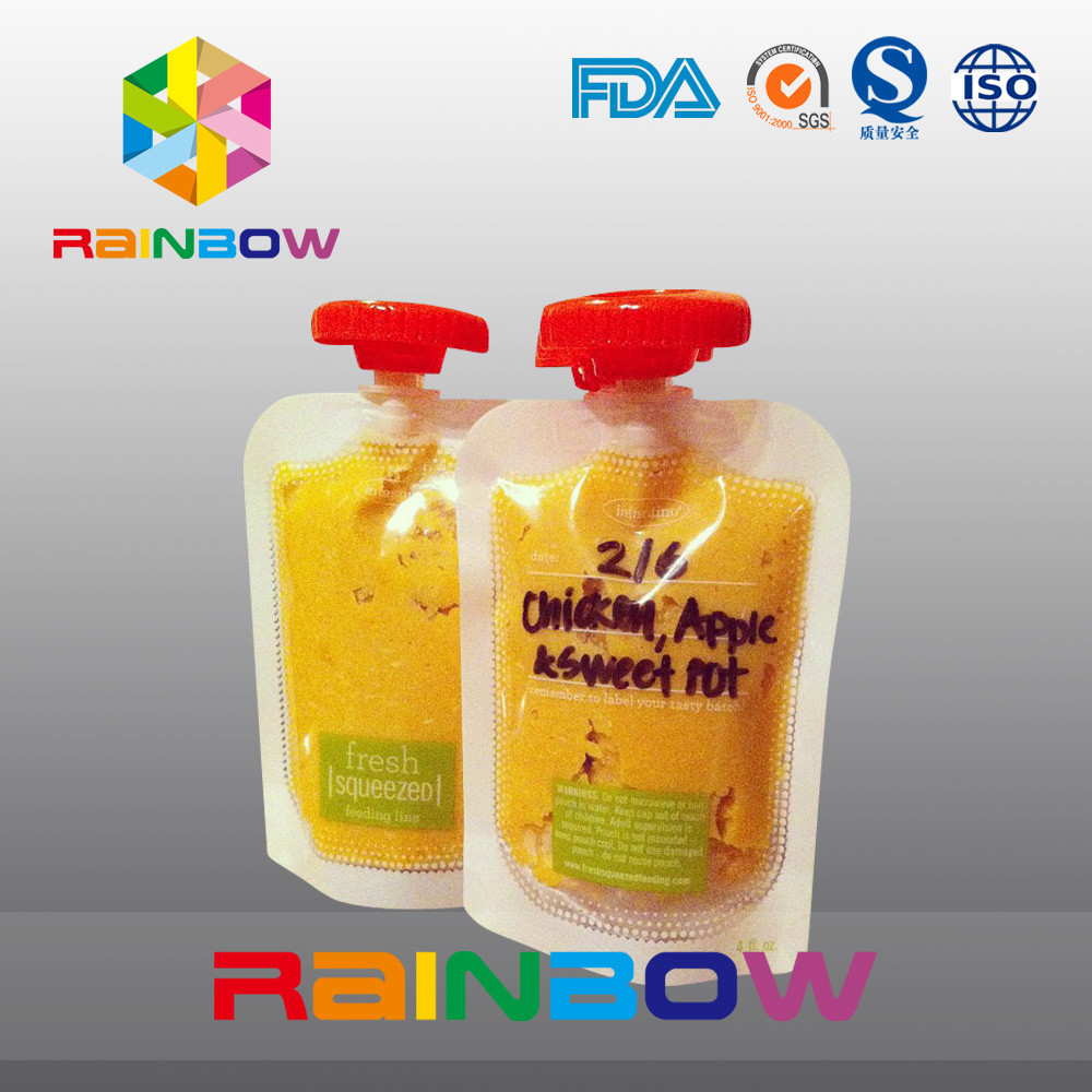 Thiết kế tùy chỉnh cấp thực phẩm đứng lên túi với vòi cho thức ăn trẻ em