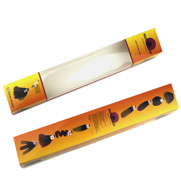 Bao bì hộp giấy mở rộng tóc với cửa sổ rõ ràng, hộp giấy nối tóc