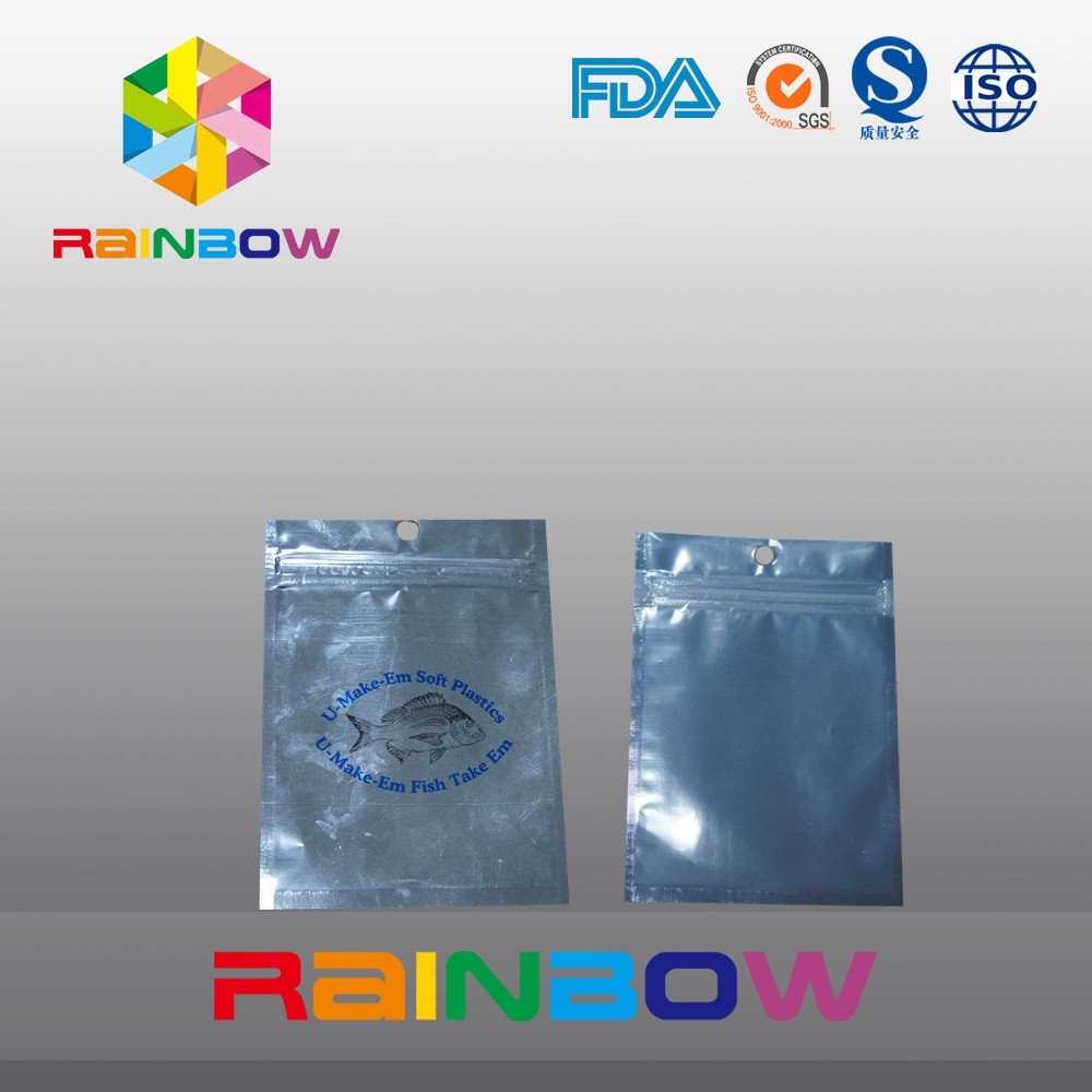 Mặt trước trong suốt Mặt sau giấy bạc Pet Pet Túi có khóa kéo, túi mồi