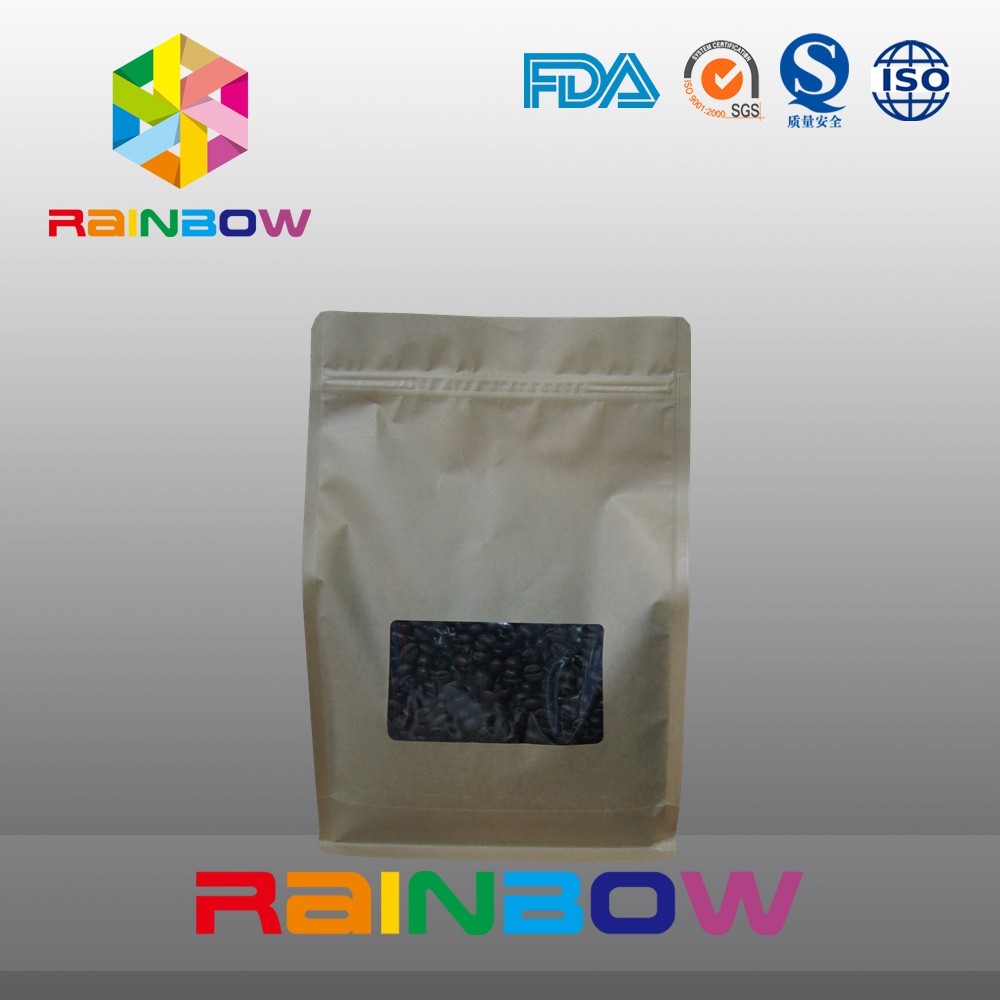 Giấy kraft 8 mặt túi cà phê, túi dưới đáy bao bì hạt cà phê rang