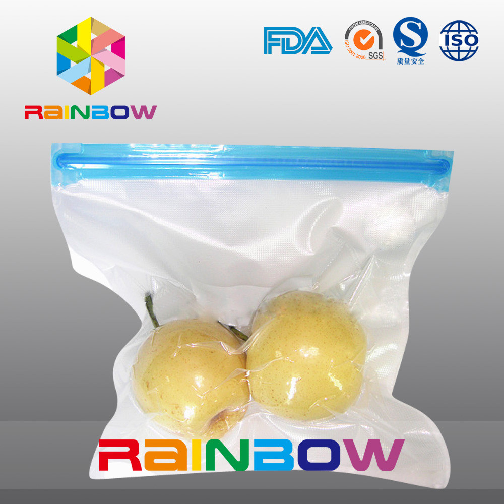 Poly chân không kết cấu lưu trữ thực phẩm túi / trượt dây kéo túi chân không thực phẩm túi niêm phong