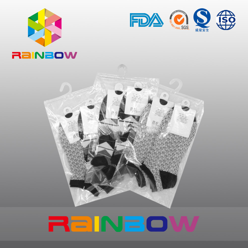 Tùy chỉnh Logo In Túi nhựa Ziplock trong suốt / Túi móc treo có khóa kéo