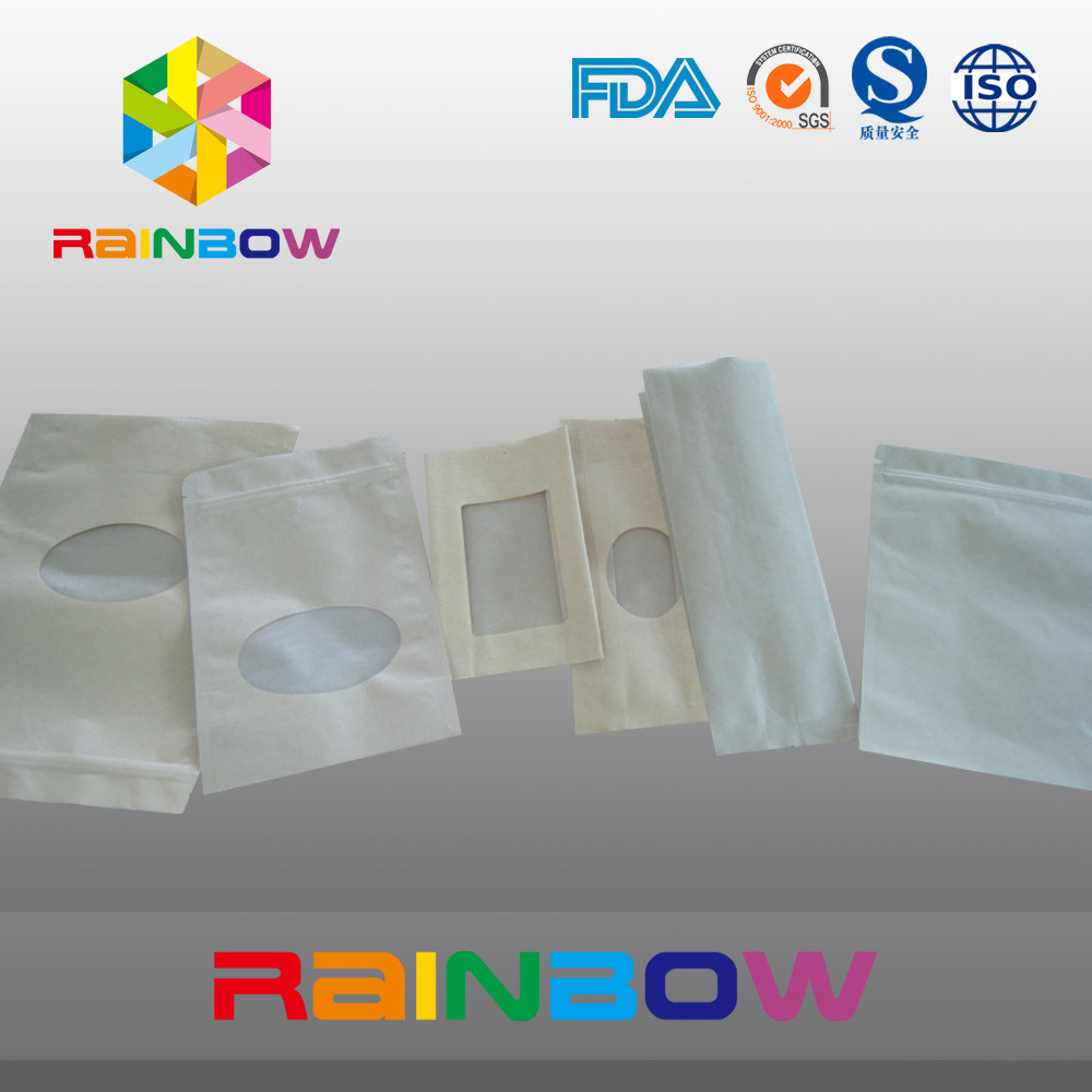 Túi giấy màu nâu Túi đứng Bao bì có khóa kéo, túi Ziplock cho kẹo / thực phẩm