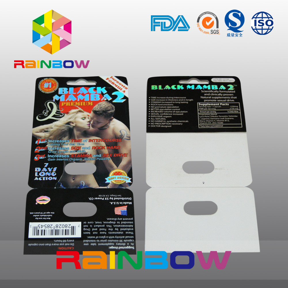Tùy chỉnh giấy vỉ bao bì Thẻ giấy cho thuốc kích dục