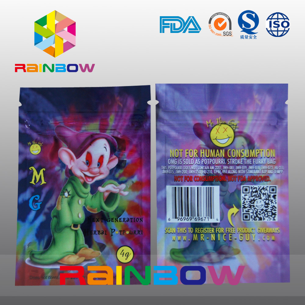 Tùy chỉnh in Logo MG Túi hương Ziplock 5g 4g Túi khói gia vị