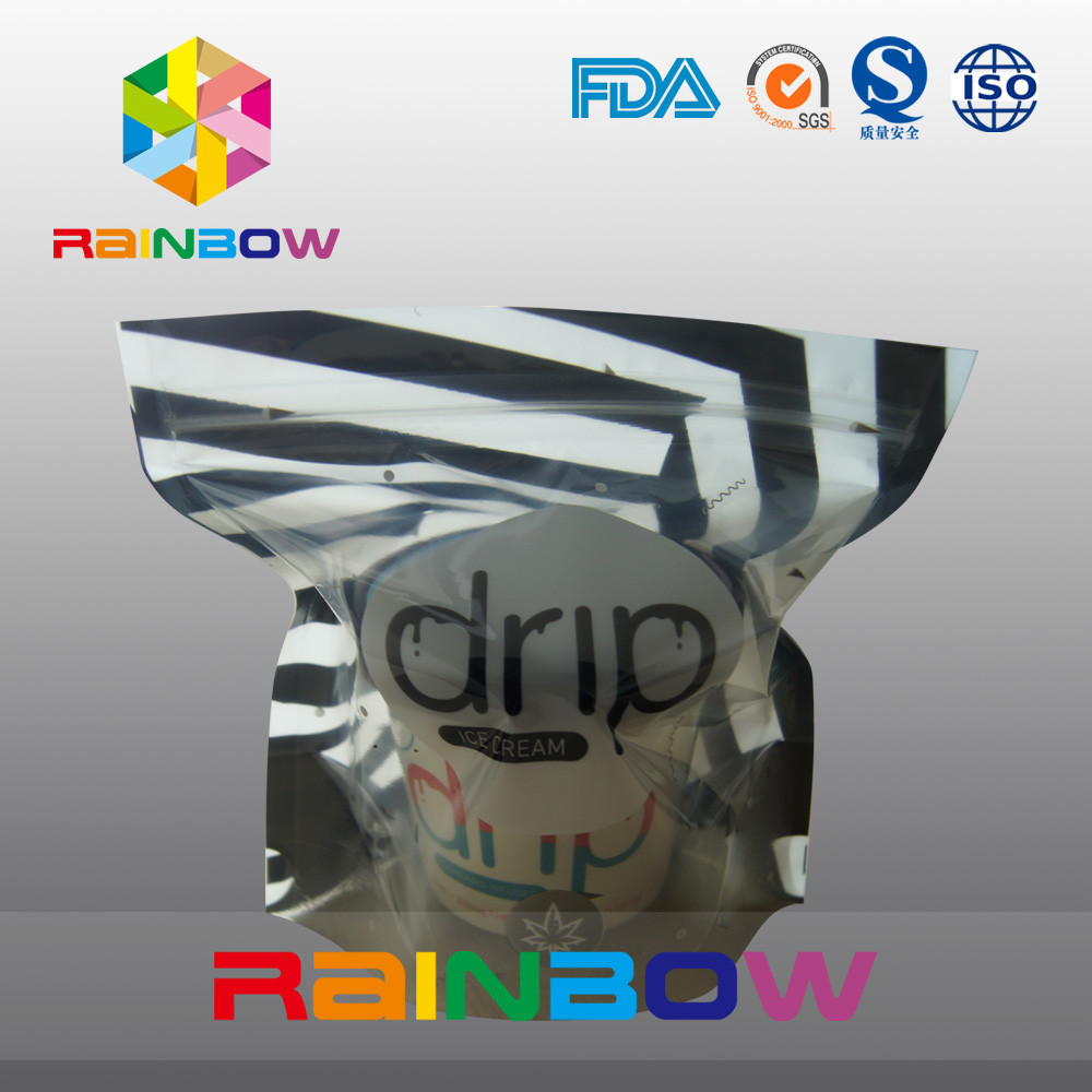 Túi nhựa bóng đứng lên Bao bì có cửa sổ rõ ràng và dây kéo