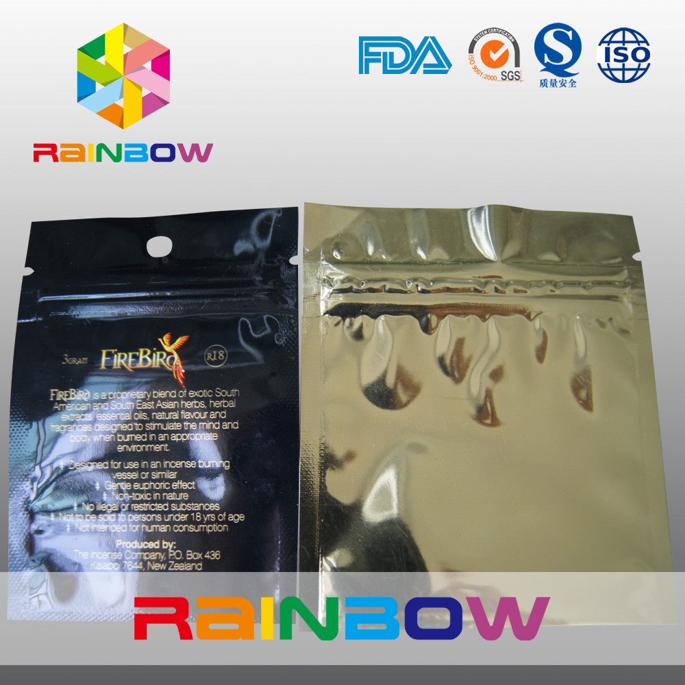 Flat ba mặt niêm phong dây kéo lá mylar với lỗ hange