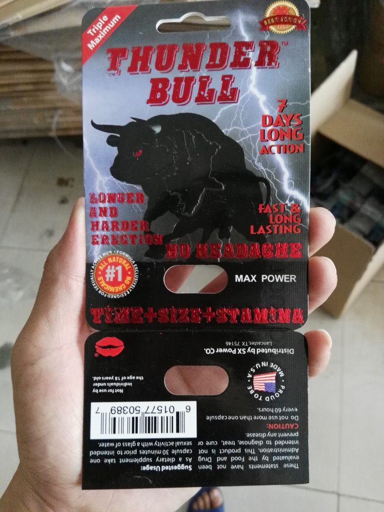 In tùy chỉnh Thunder Bull Pills Hộp bao bì thẻ có lỗ bướm