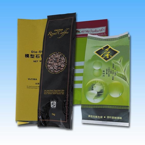 Nhôm lá Gusset Quad Seal Bao bì, túi cà phê / trà