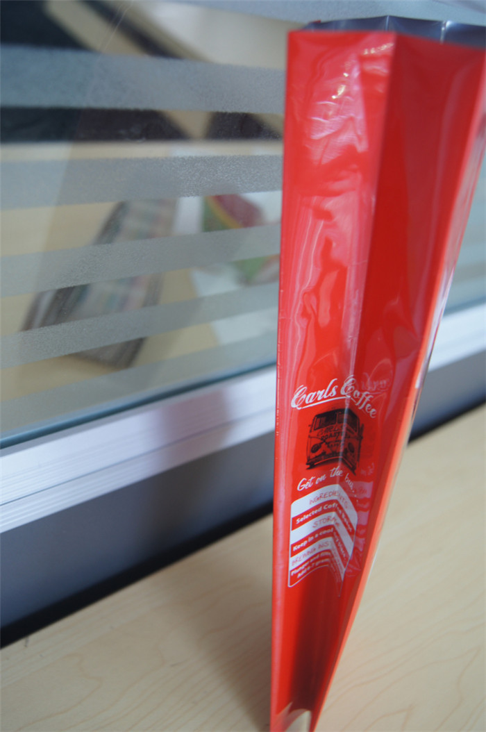 Túi cà phê lá nhôm bên tùy chỉnh có van, màu xanh đỏ