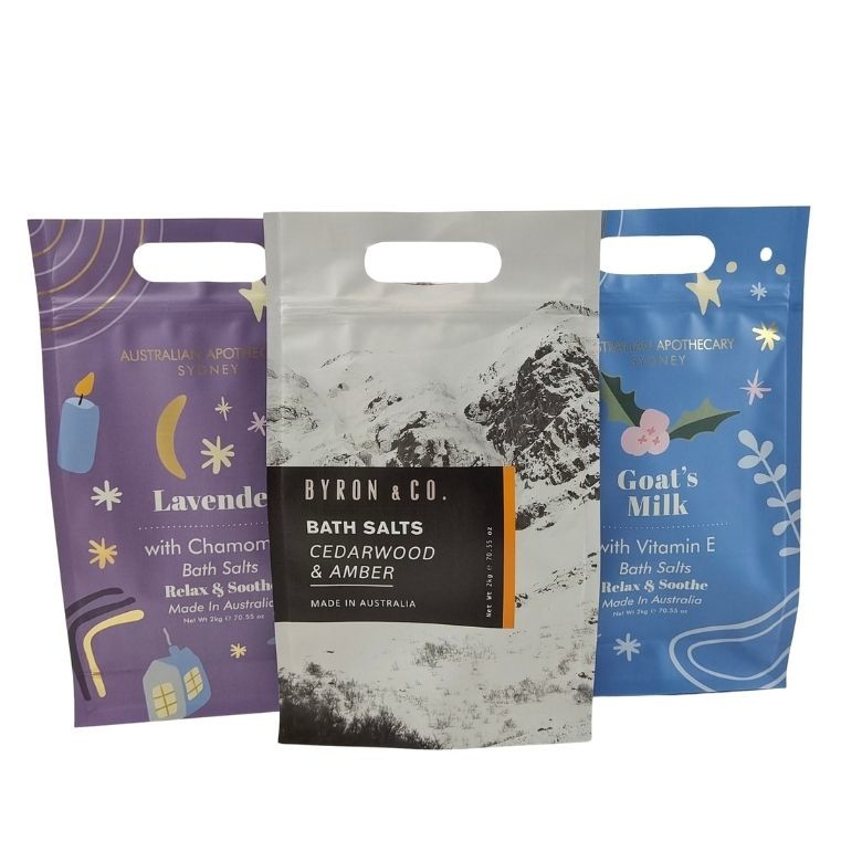 Thiết kế tùy chỉnh Đứng lên Túi có dây kéo Bao bì tẩy da chết toàn thân Túi nhôm lá Mylar