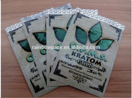 OPMS Kratom chiết xuất thực vật in túi nhựa ziplock vàng cho viên nang kratom cannabinoids
