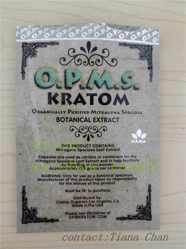 Thảo dược bao bì Ziplock vàng 3ct nhôm lá opms kratom bột