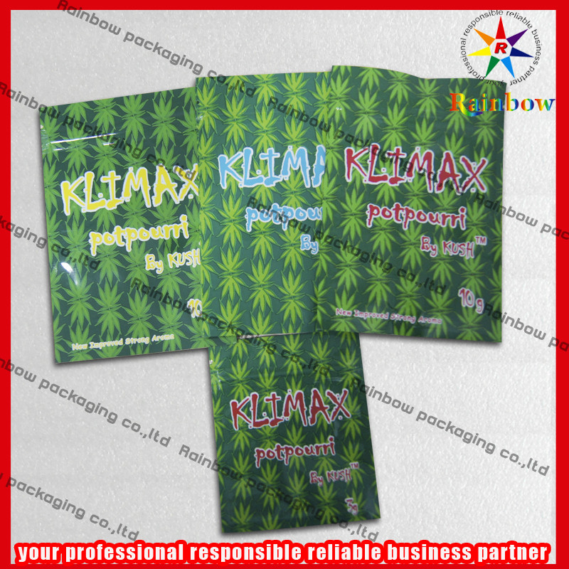 Potpourri Herbal Incense Mini Ziplock Túi / Túi nhựa Zip màu xanh lá cây