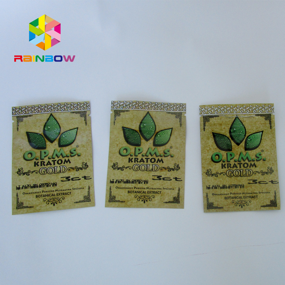 Tùy chỉnh in Kratom Chiết xuất thực vật Nhôm Túi Ziplock cho Cannabinoids Viên nang Kratom