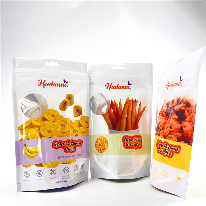 Túi Mylar được in lại tùy chỉnh cho Banana Chips Snack Stand Up Zipper