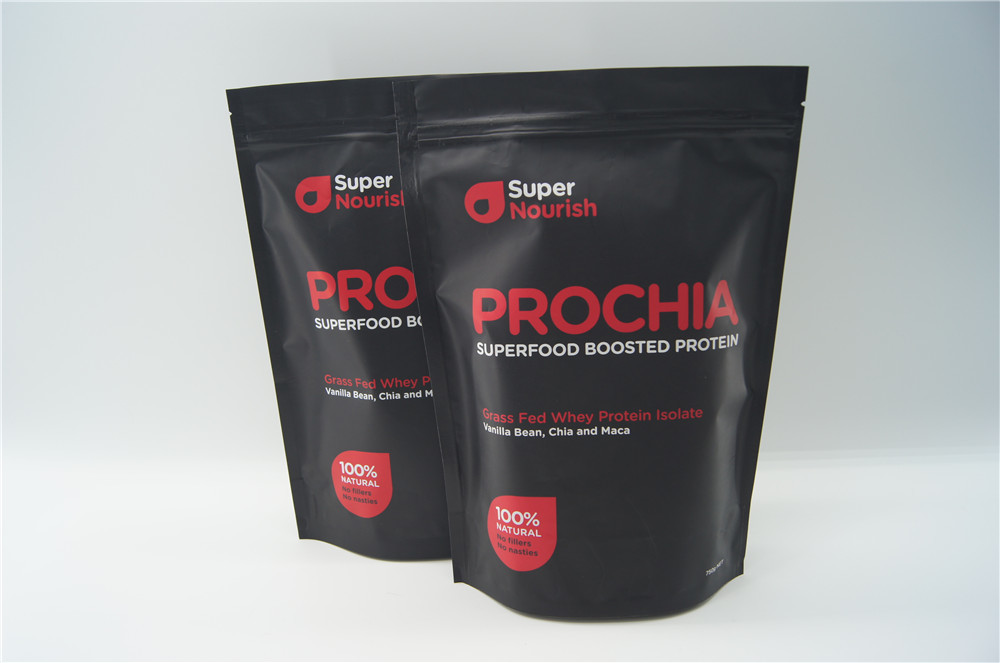 Lá nhôm tùy chỉnh Tái chế Đứng lên Zipper Zipper Túi Whey Protein Bao bì