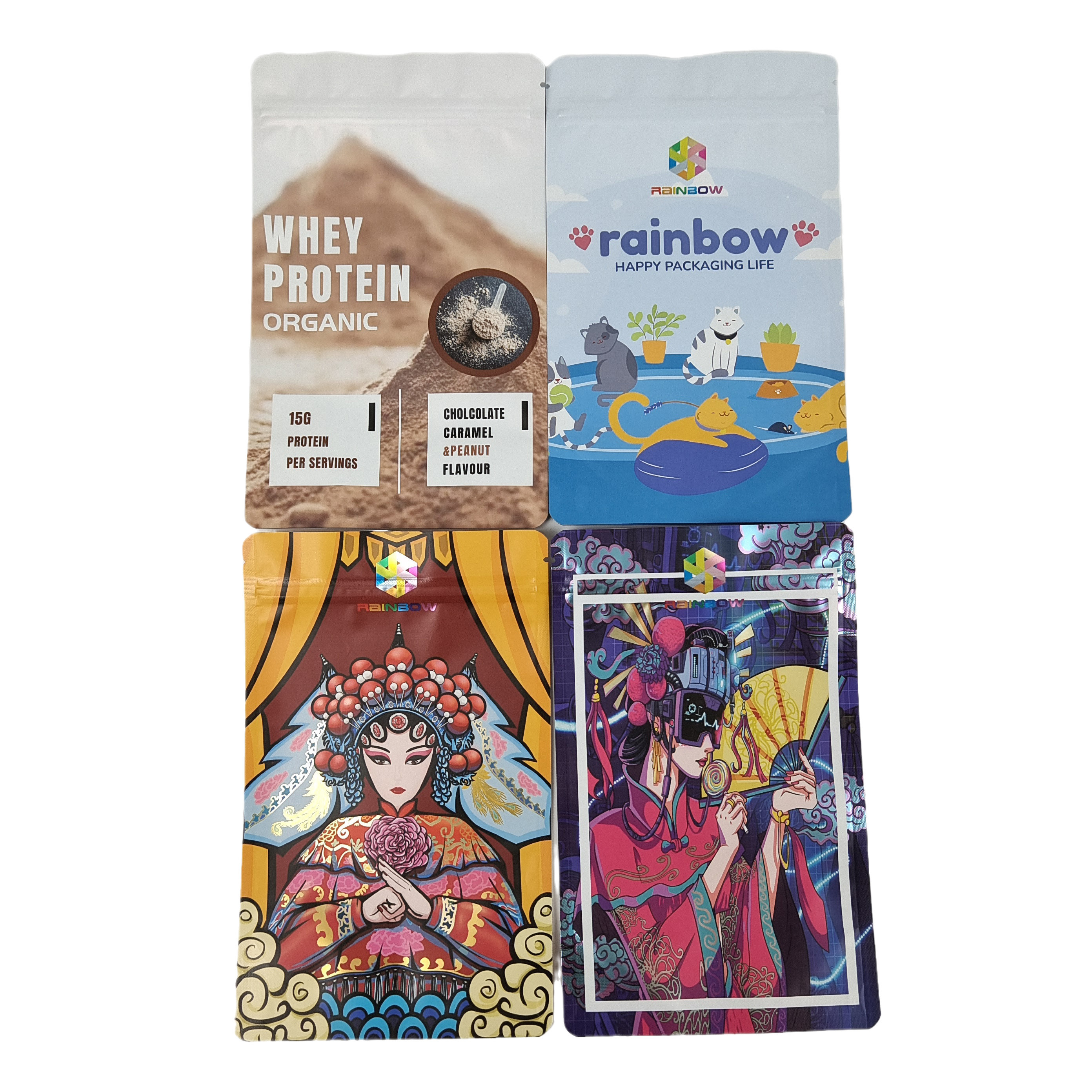 Bao bì cấp thực phẩm Túi nhôm mờ tùy chỉnh có thể ăn được Mylar Snack Zip Lock