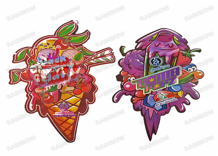 3,5g Die Cut Ăn được Hình ba chiều Hình dạng đặc biệt không thường xuyên Bao bì thực phẩm bằng nhựa Túi dây kéo Mylar