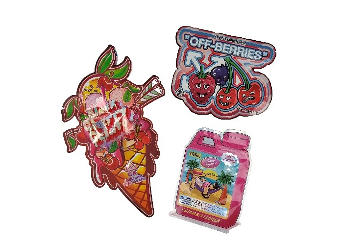 Túi nhựa Ziplock 3,5g Hologram Mylar Ziplock Die Cut Hình dạng đặc biệt không đều