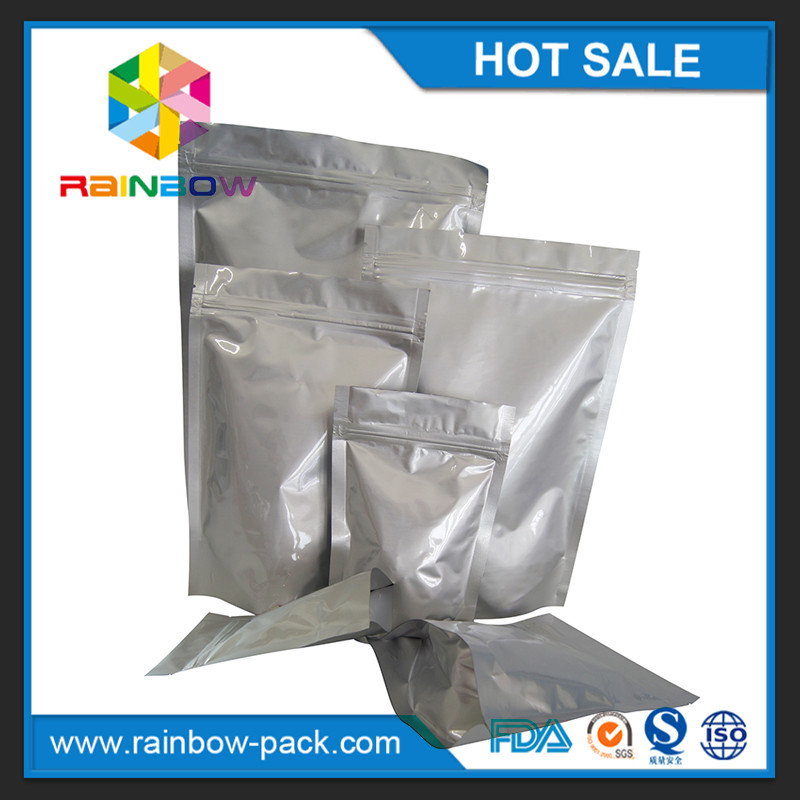 Giấy nhôm có kích thước tùy chỉnh đứng lên túi ziplock để lưu trữ thực phẩm / đồ ăn nhẹ